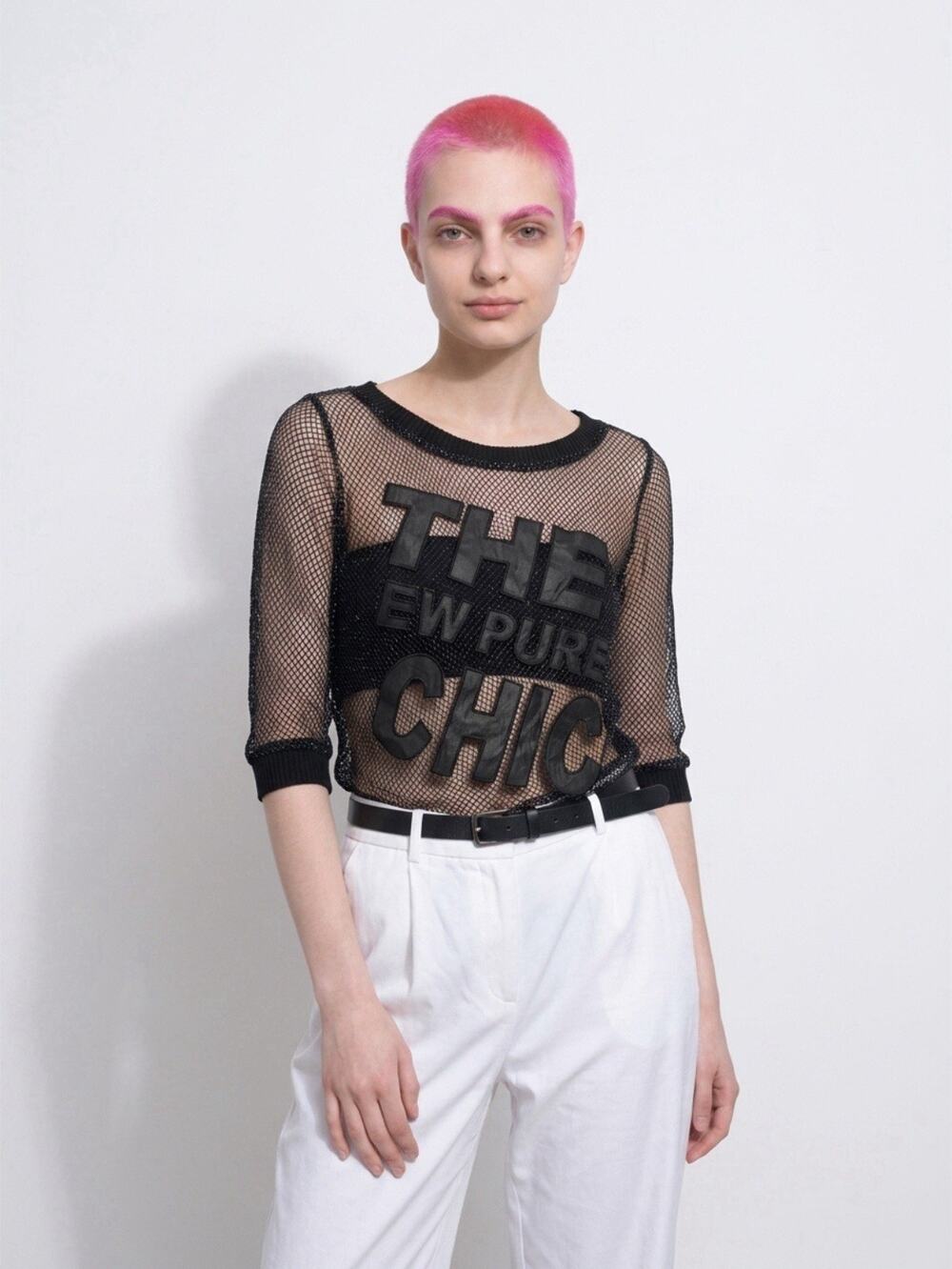 Women S Black Fishnet Mesh Top Designer Goth Going Out Beach Cover Up Sexy Y2K